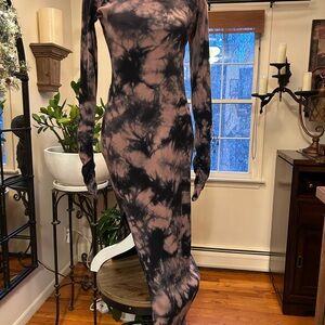 Young Fabulous & Broke Black and Pink Long Sleeve Dress